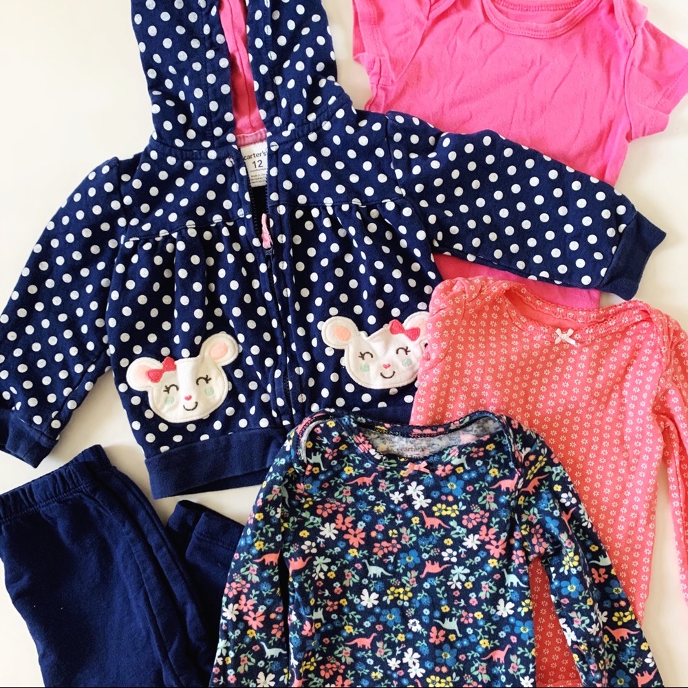 Carters Baby Girl 12m Outfit and Bodysuits
